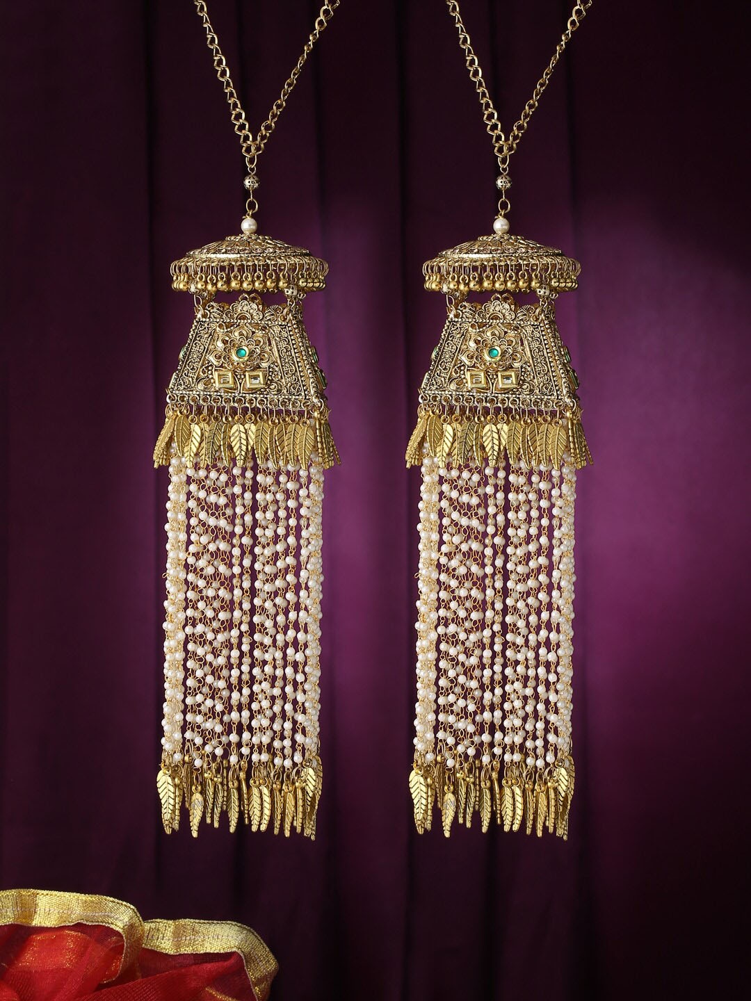 

VIRAASI Set Of 2 Pearl Beaded Bridal Kaleera, Gold