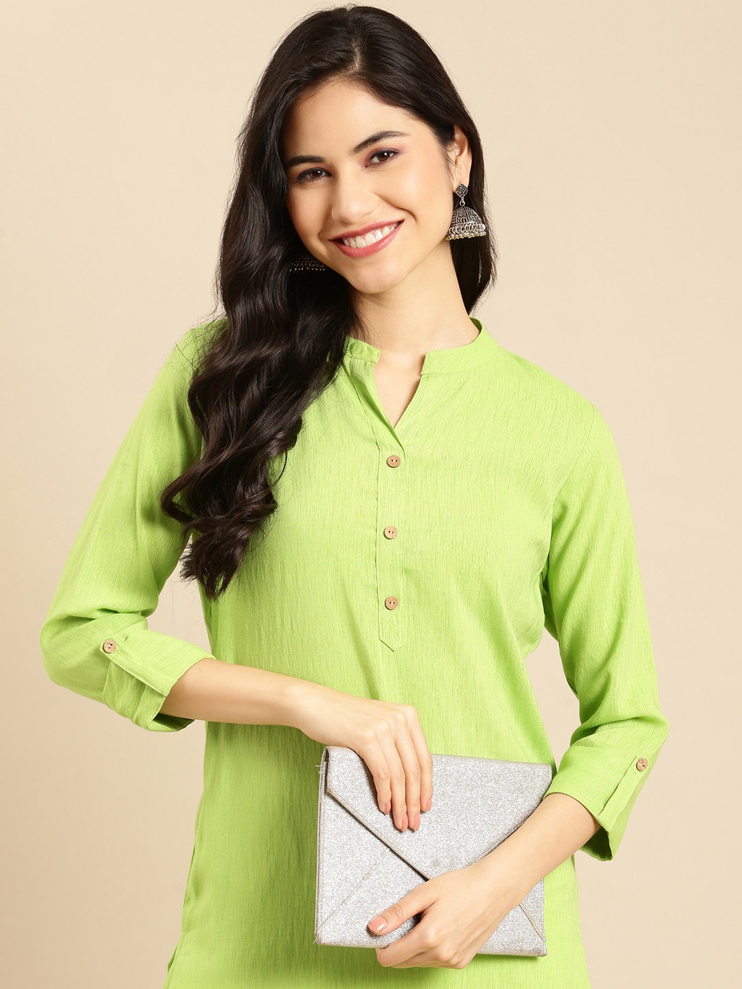 

SHOWOFF Women Green Kurta