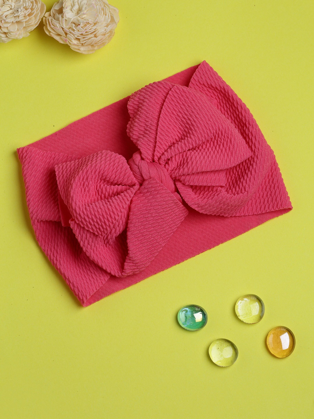 

Babymoon Girls Pink Textured Bow Bandana Headband