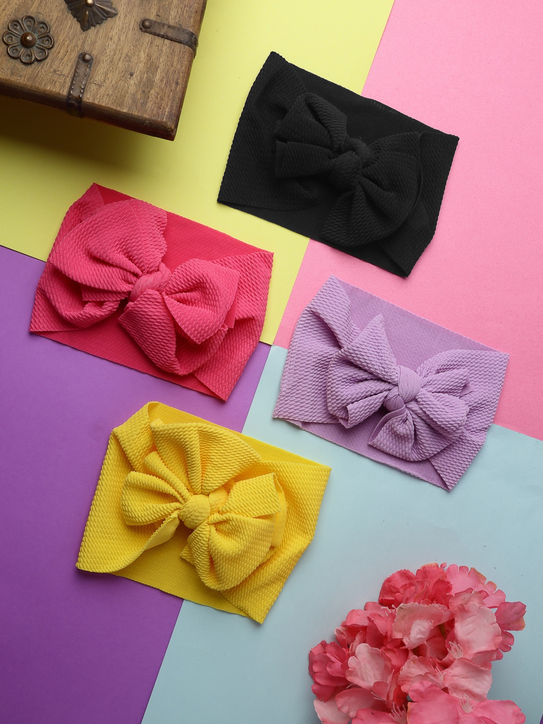 

Babymoon Girls Set Of 4 Textured Bandana Headband, Purple