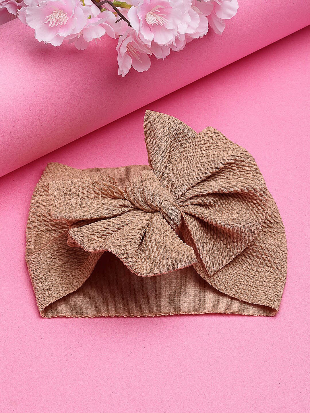 

Babymoon Girls Brown Textured Bow Bandana Headbands