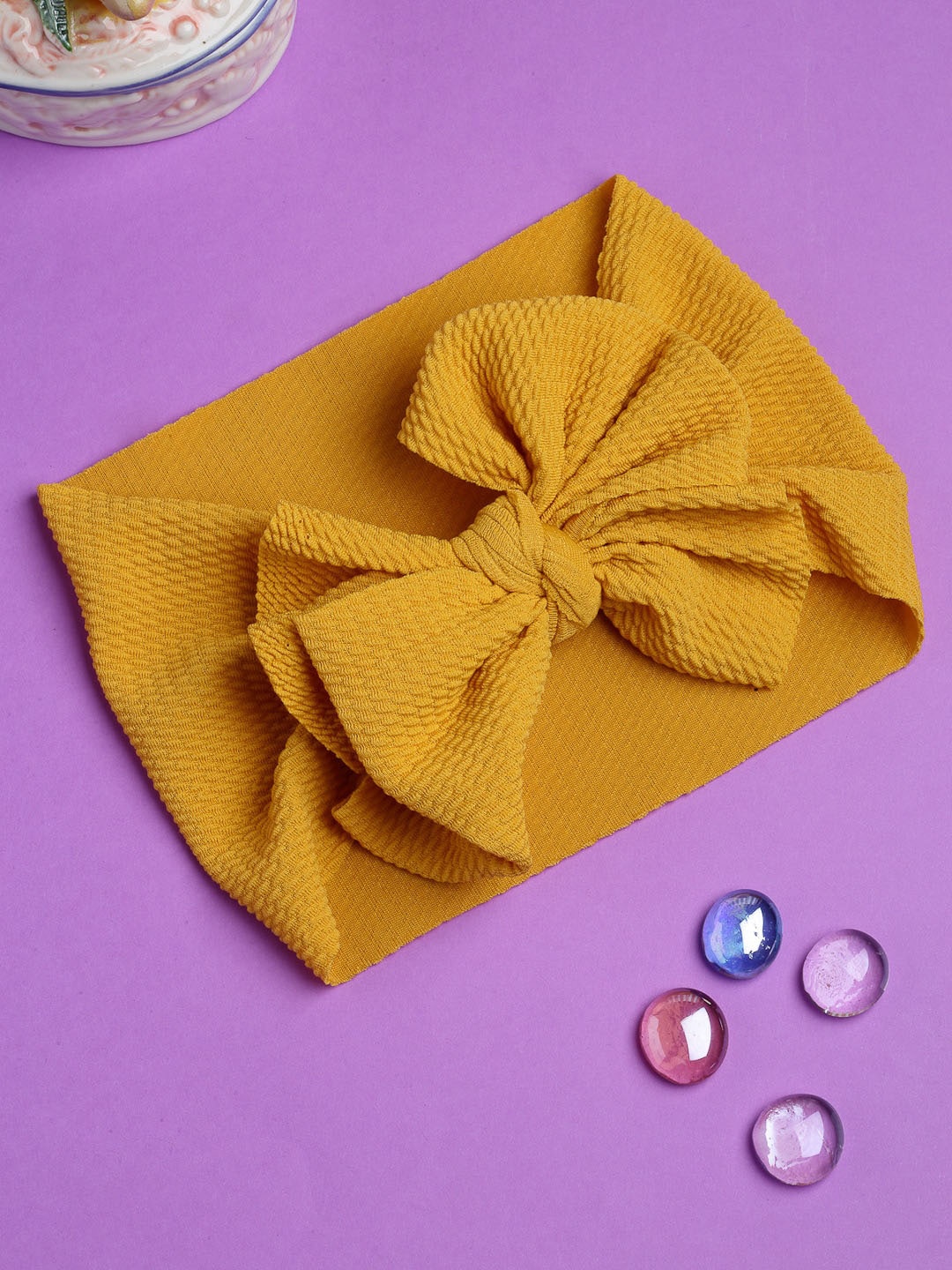 

Babymoon Girls Mustard Yellow Bow Bandana Headbands