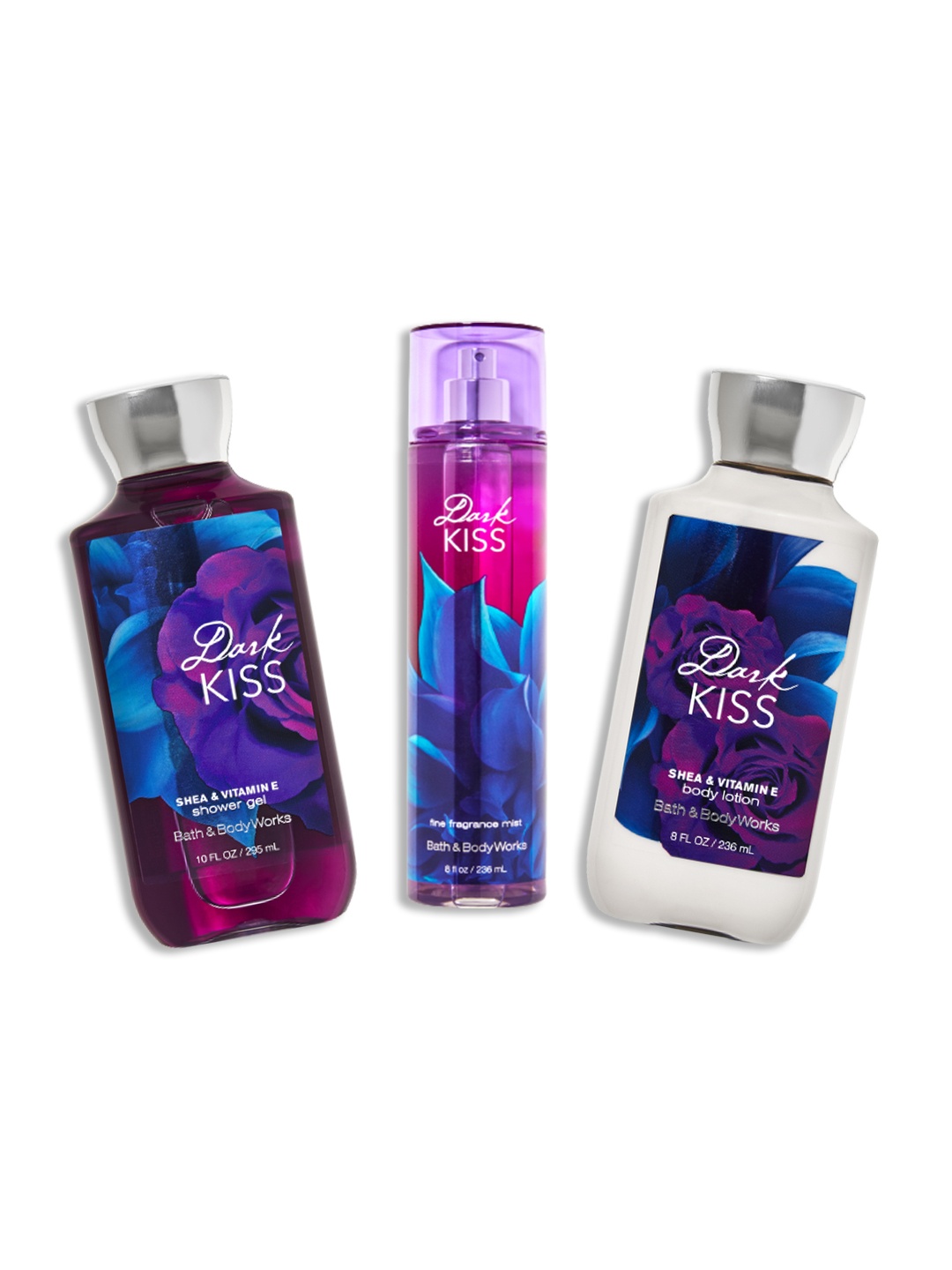 

Bath & Body Works Dark Kiss Fragrance Gift Set - Body Mist + Body Lotion + Shower Gel, Pink
