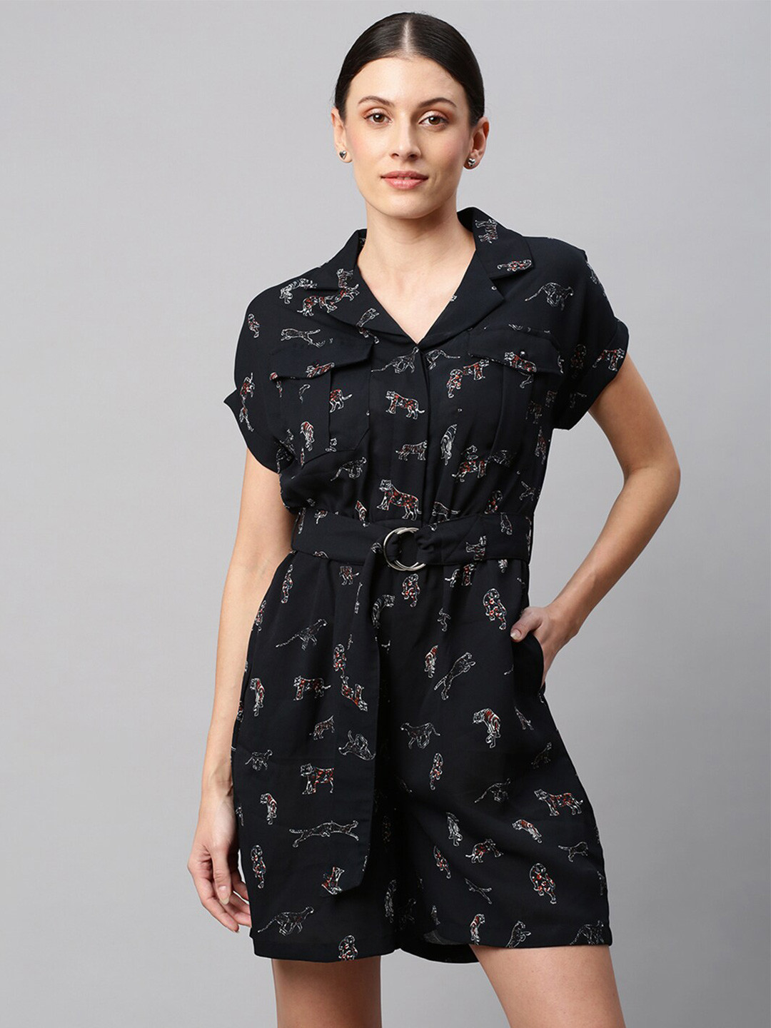 

Chemistry Women Black Printed Jumpsuit