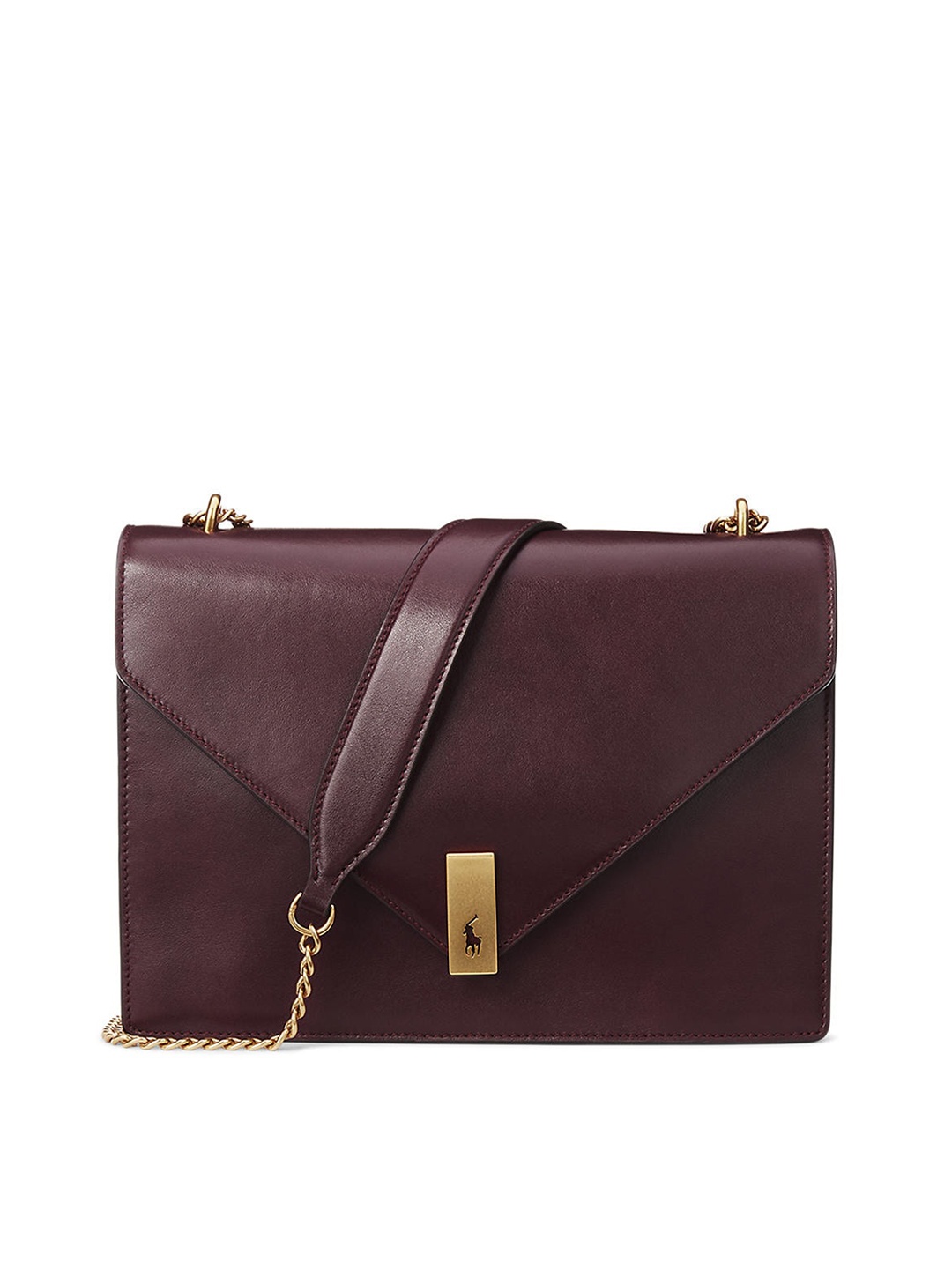 

Polo Ralph Lauren Women Maroon Solid Envelope Sling Bag