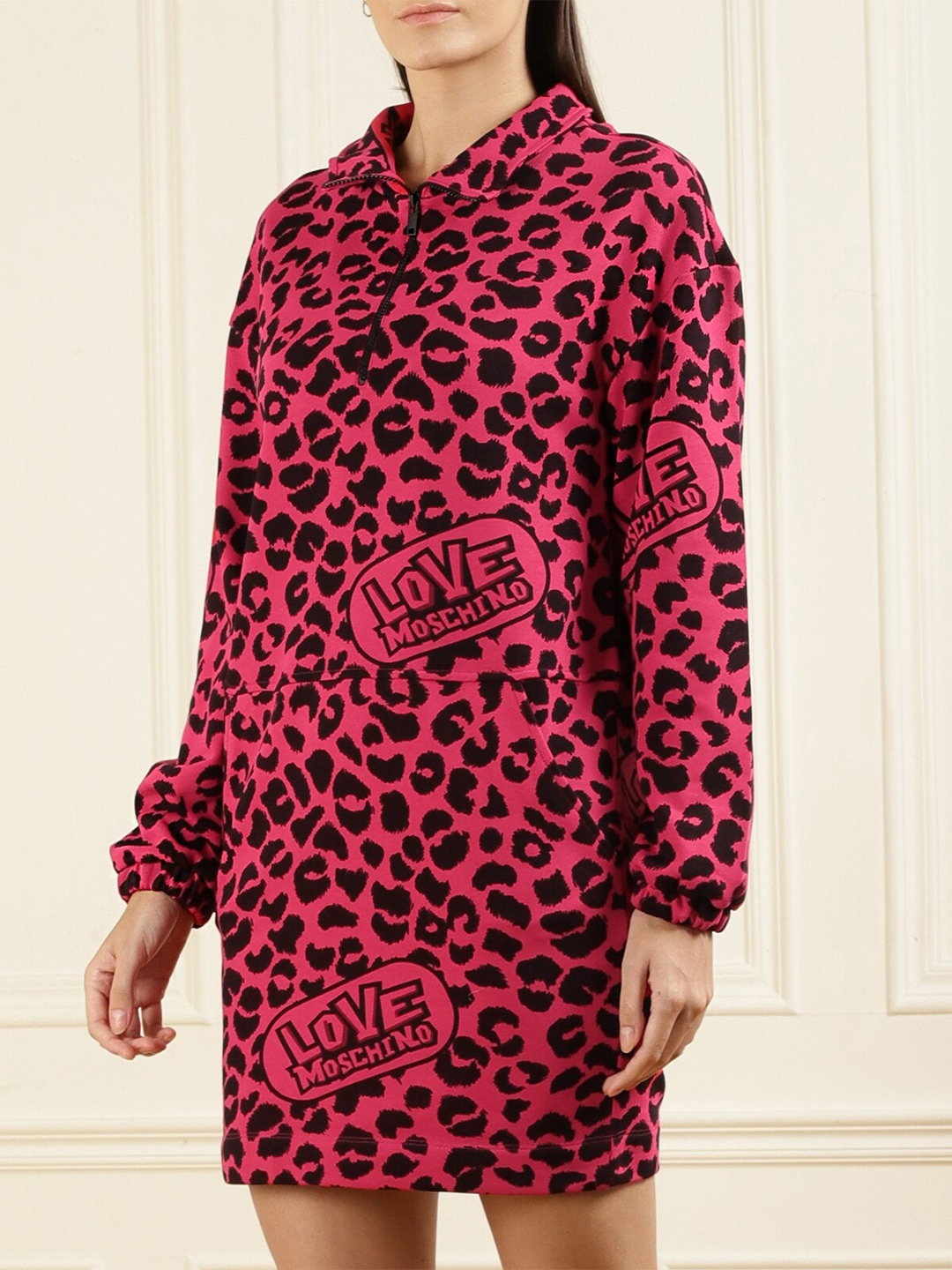 

LOVE MOSCHINO Red & Black Animal Sweater Dress