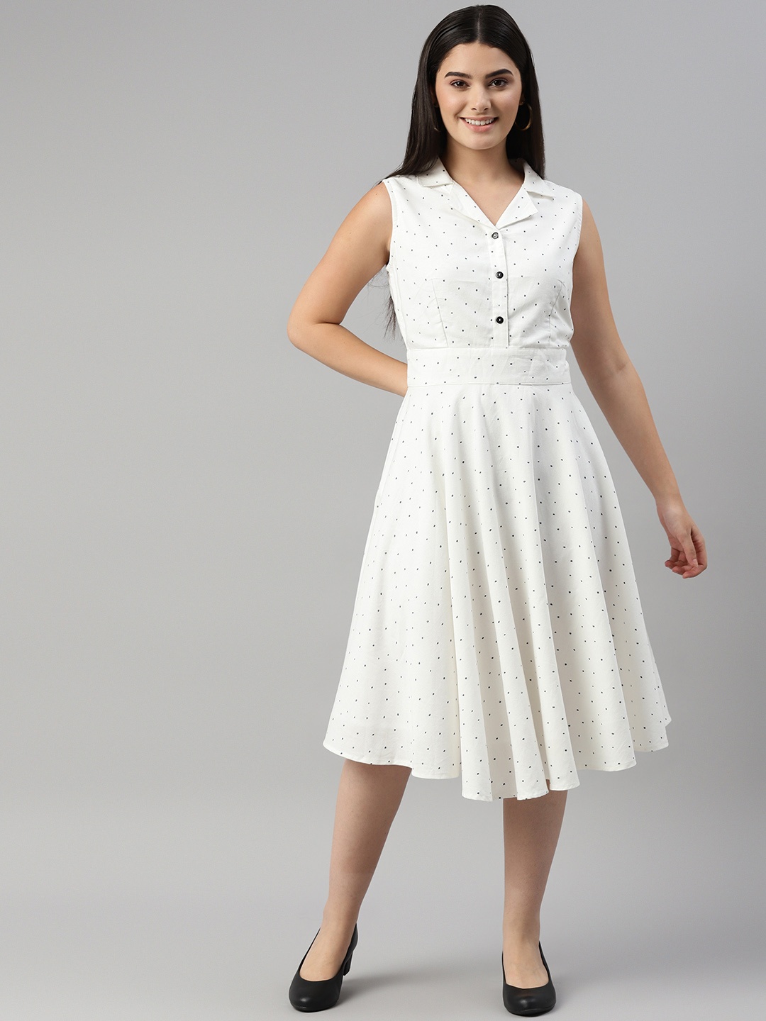 

Ayaany White & Black A-Line Midi Dress