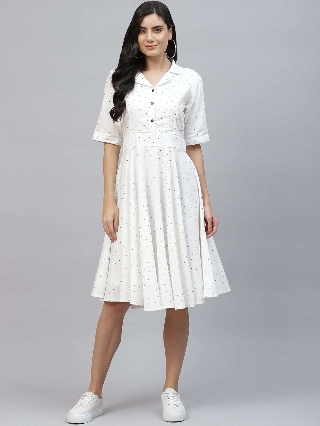 

Ayaany White Polka Dots Dress