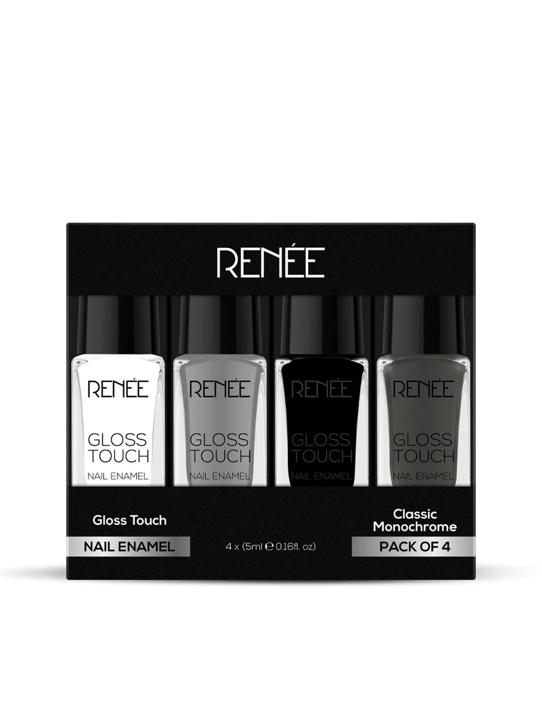

Renee Set Of 4 Gloss Touch Nail Enamel, 20ml - N01 Classic Monochrome, Multi