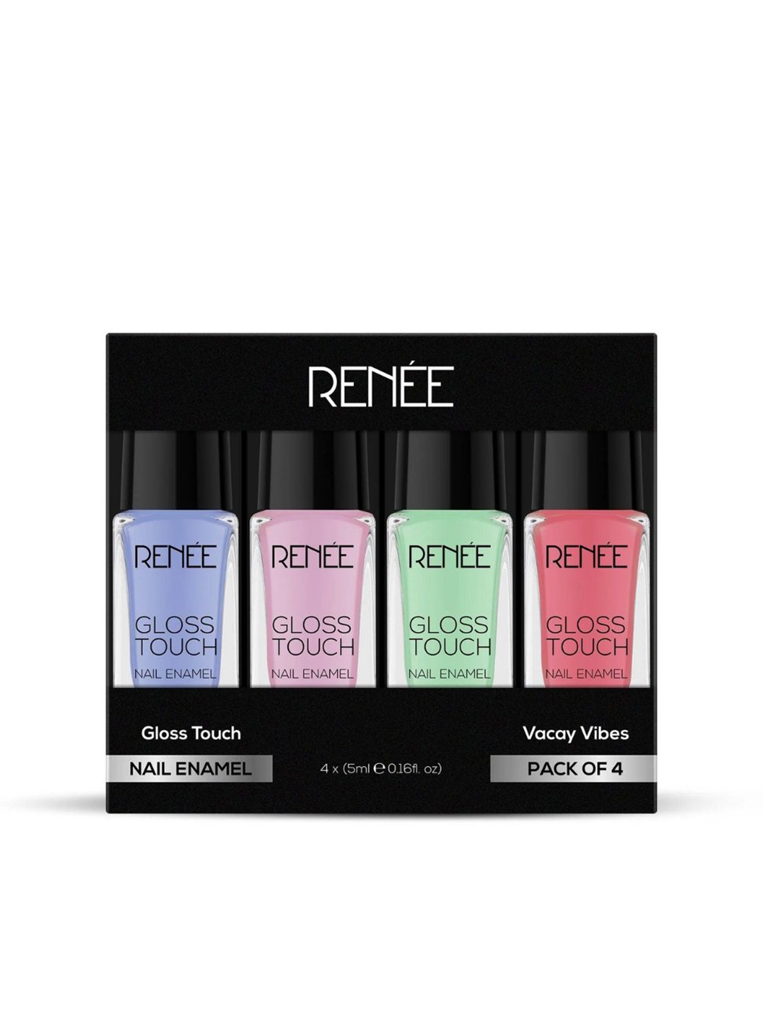 

Renee Set Of 4 Gloss Touch Nail Enamel, 20ml - N04 Vacay Vibes, Multi