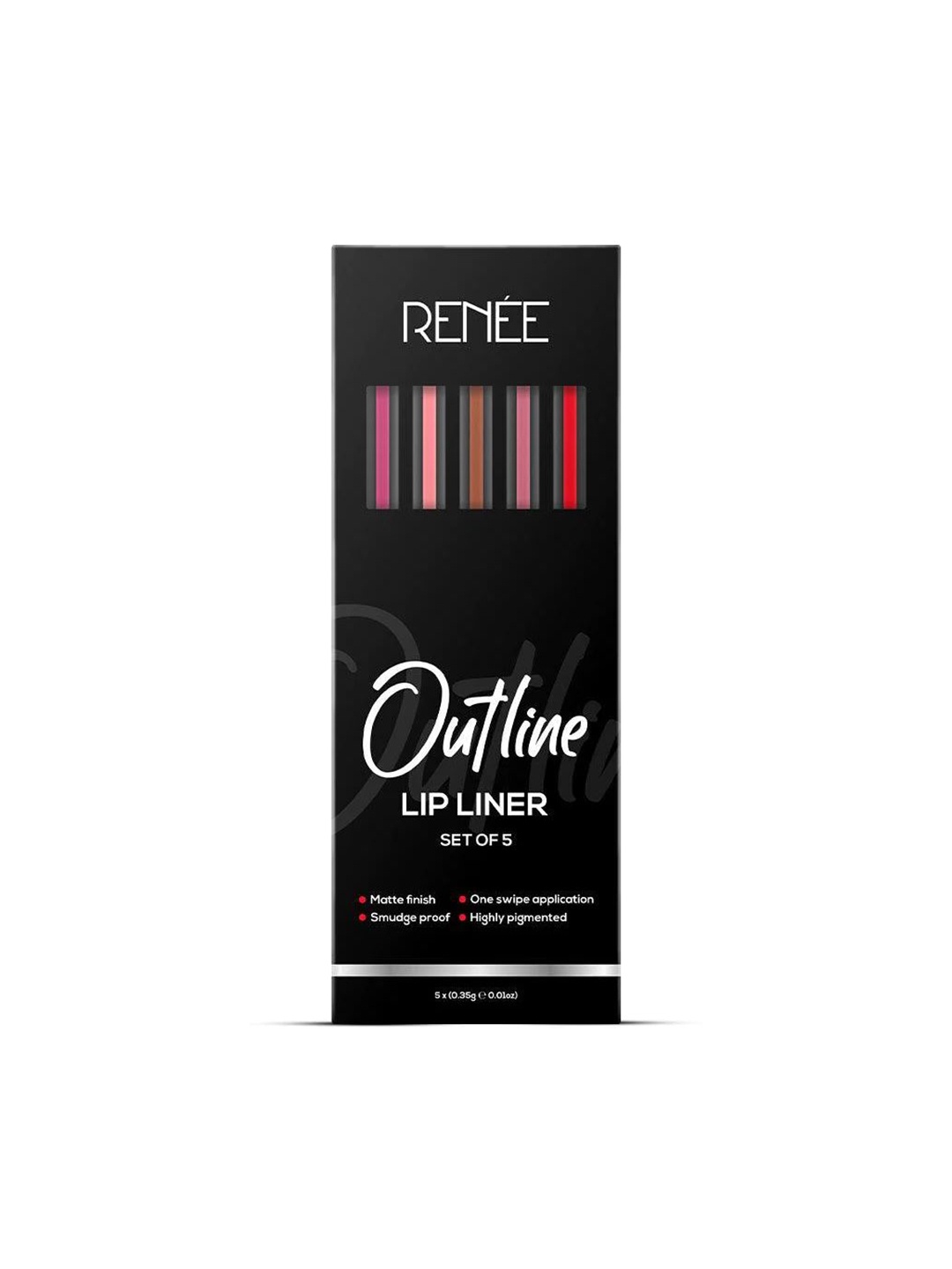 

Renee Set Of 5 Outline Lip Liners - 0.35g each, Multi