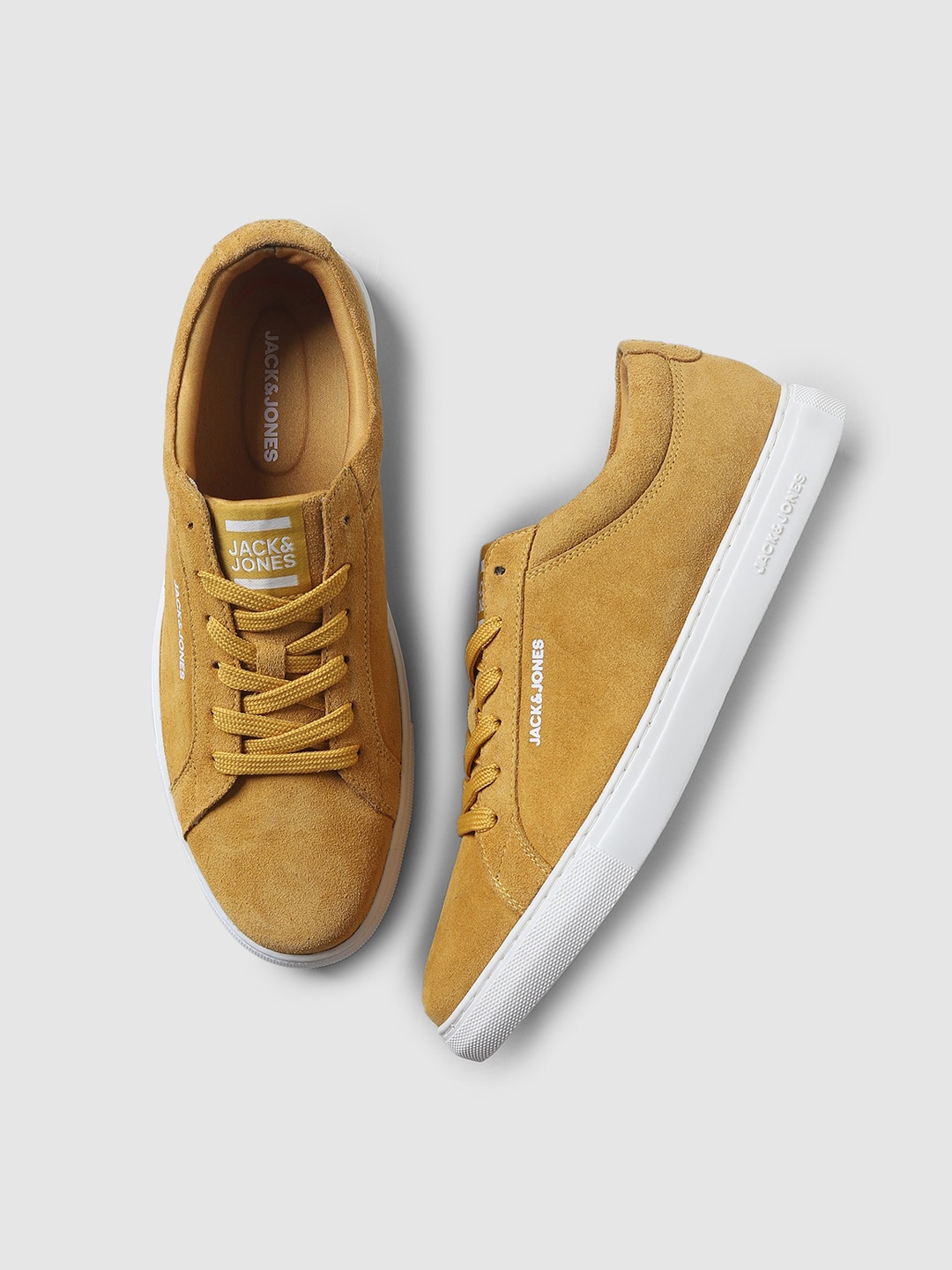 

Jack & Jones Men Solid Suede Sneakers, Mustard