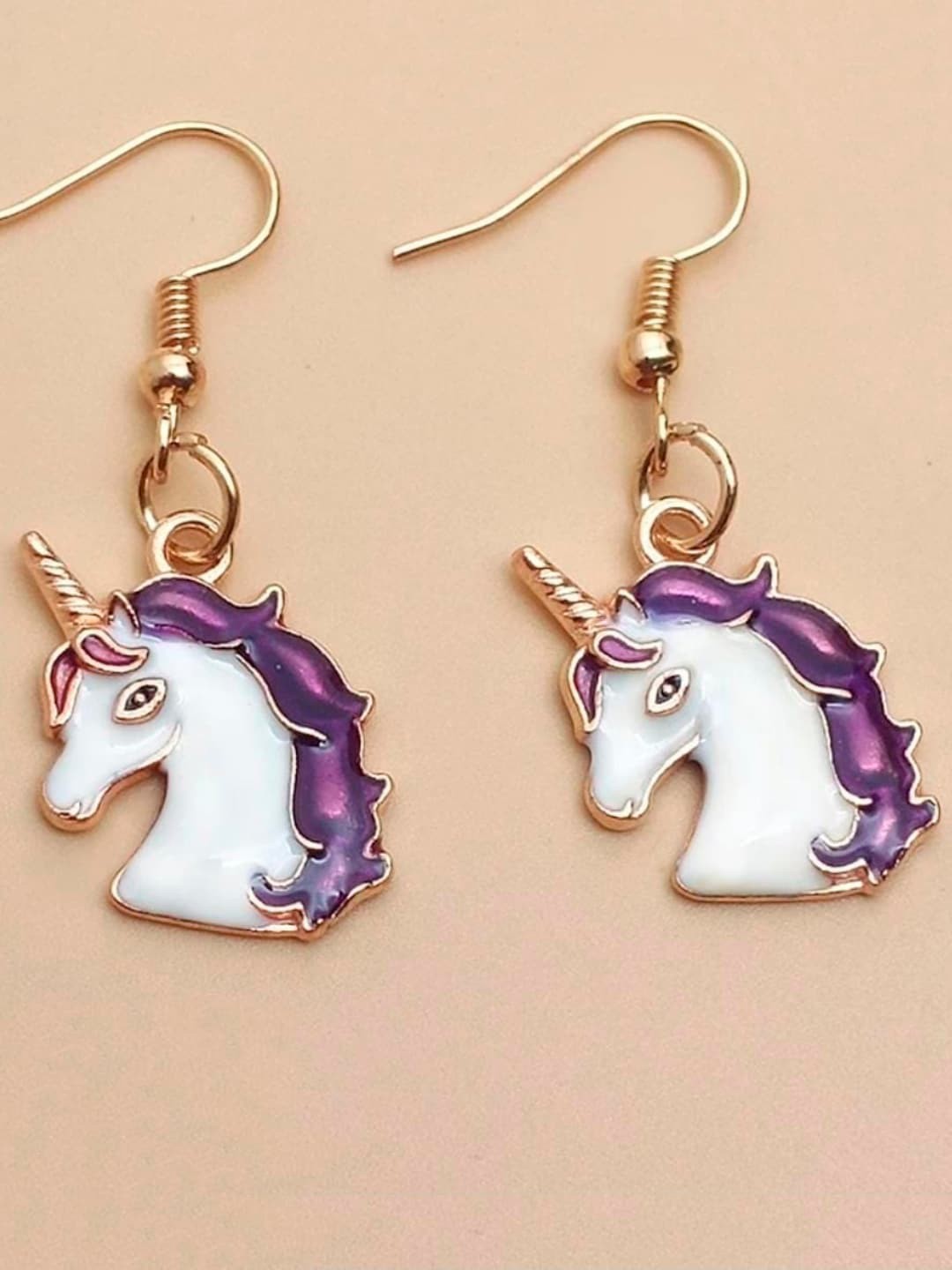 

OOMPH Purple & Gold Plated Animal Shaped Drop Earrings