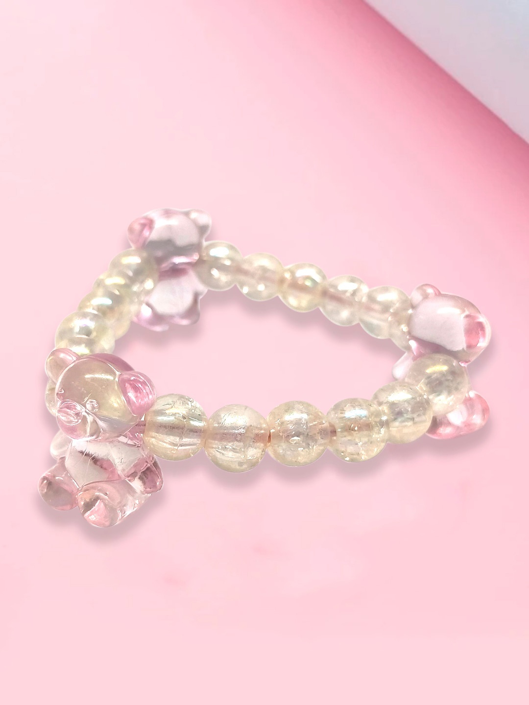 

OOMPH Girls Pink Crystal Beads Elasticated Bracelet