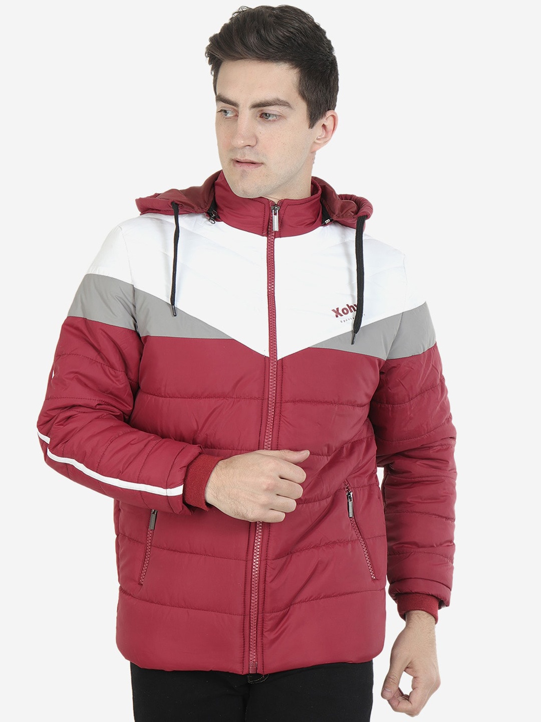 

Xohy Men Red White Lightweight Padded Jacket