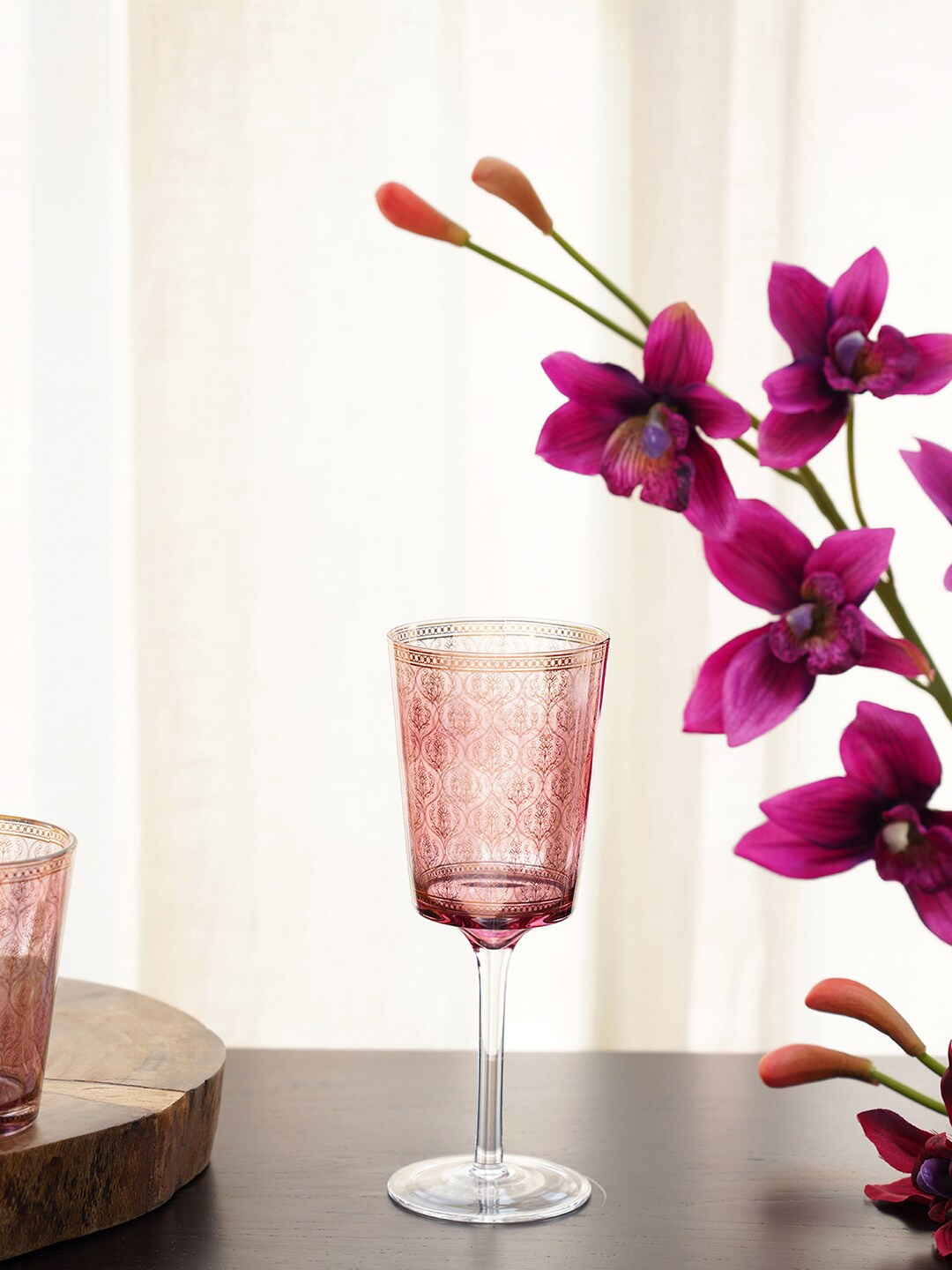 

Pure Home and Living Purple Set Of 4 Textured Glass Wine Glasses