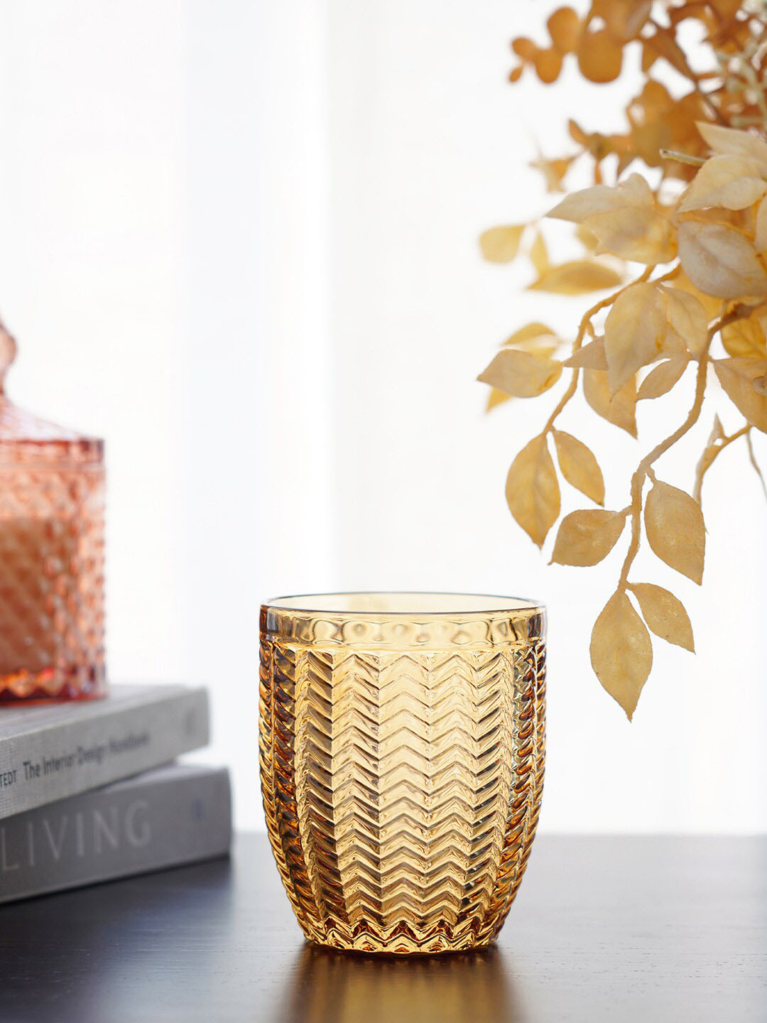 

Pure Home and Living Gold-Coloured Set of 6 Patterned Glass Tumbler