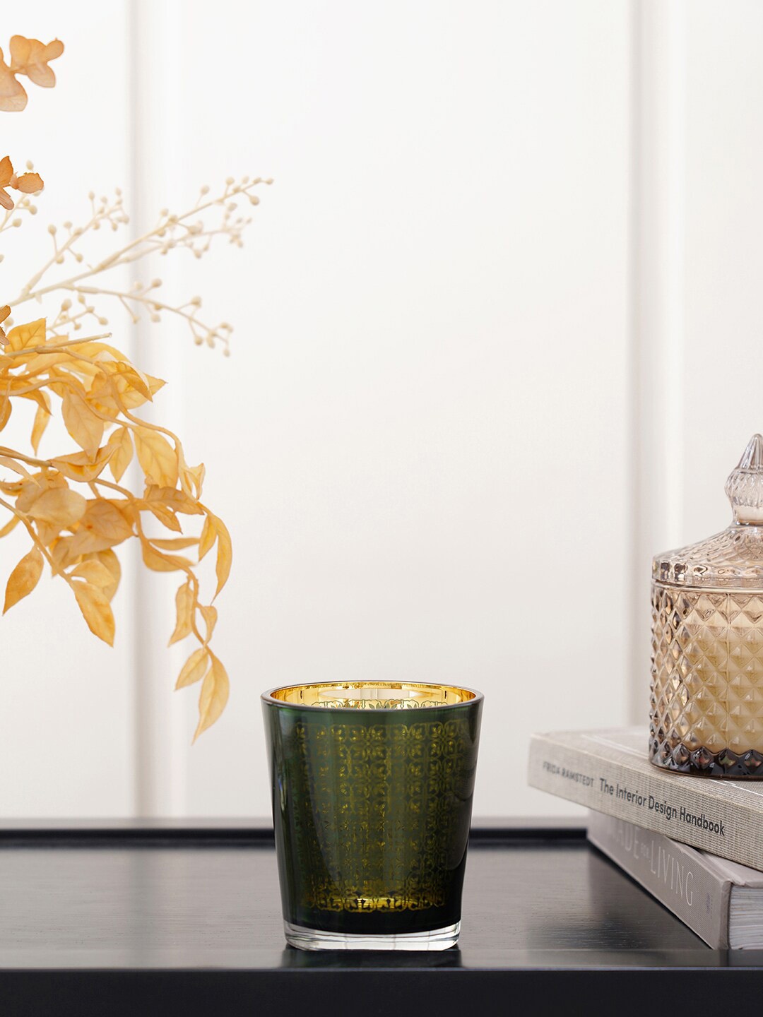 

Pure Home and Living Green Set Of 4 Printed Glass Tumbler