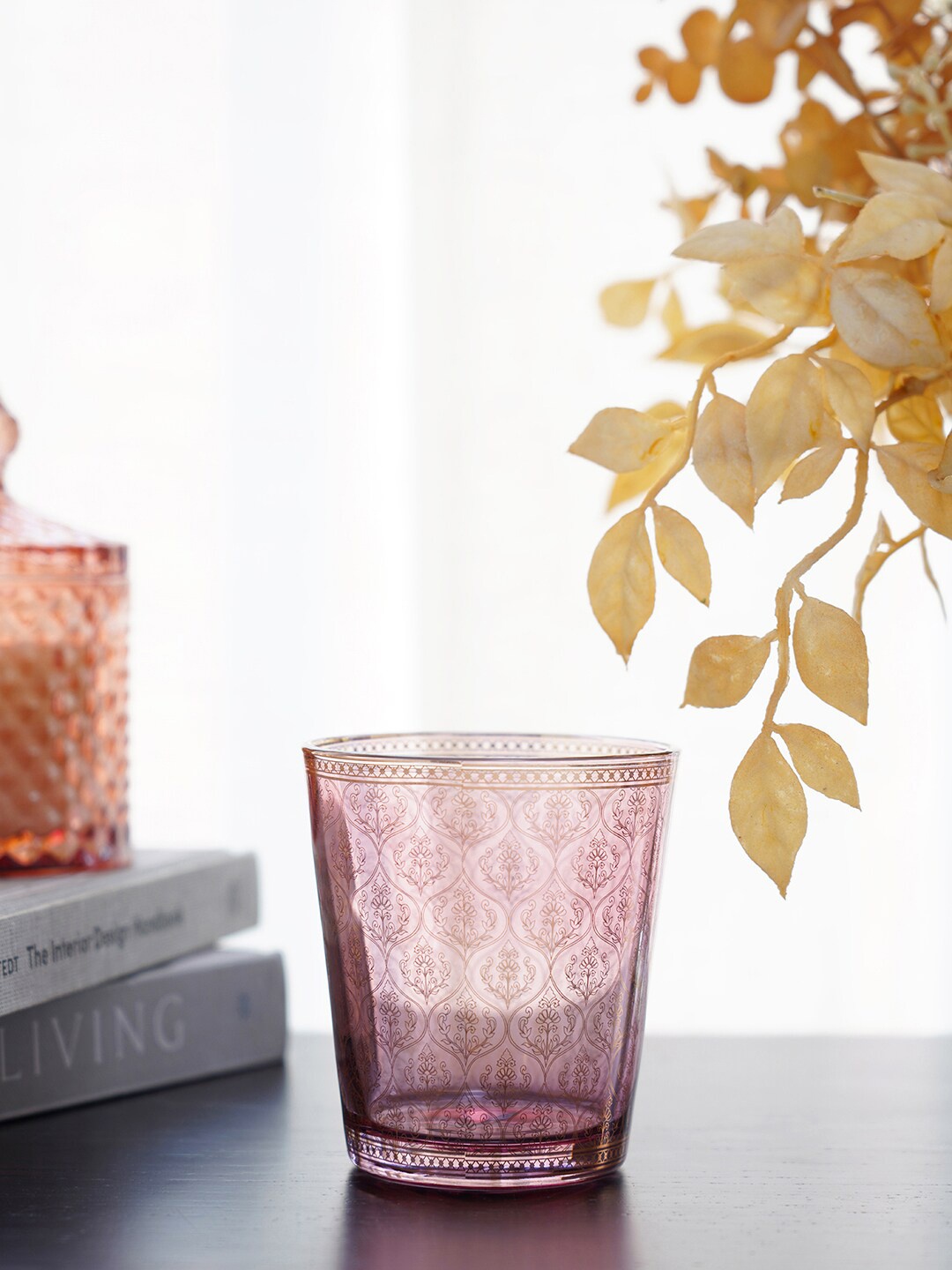 

Pure Home and Living Set Of 4 Purple Solid Glass Tumbler