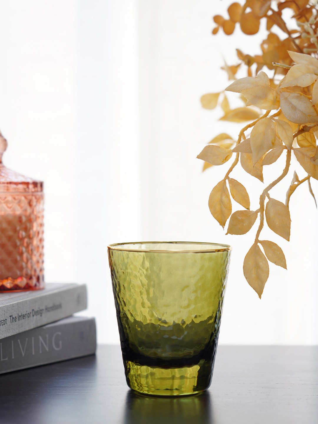 

Pure Home and Living Green Set Of 4 Emerald Hammered Tumbler