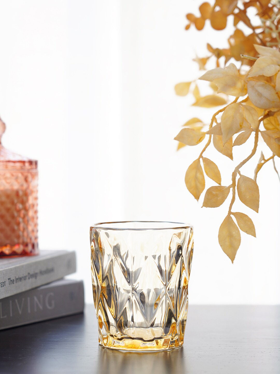 

Pure Home and Living Gold-Toned Set of 6 Textured Prism Citrine Tumbler