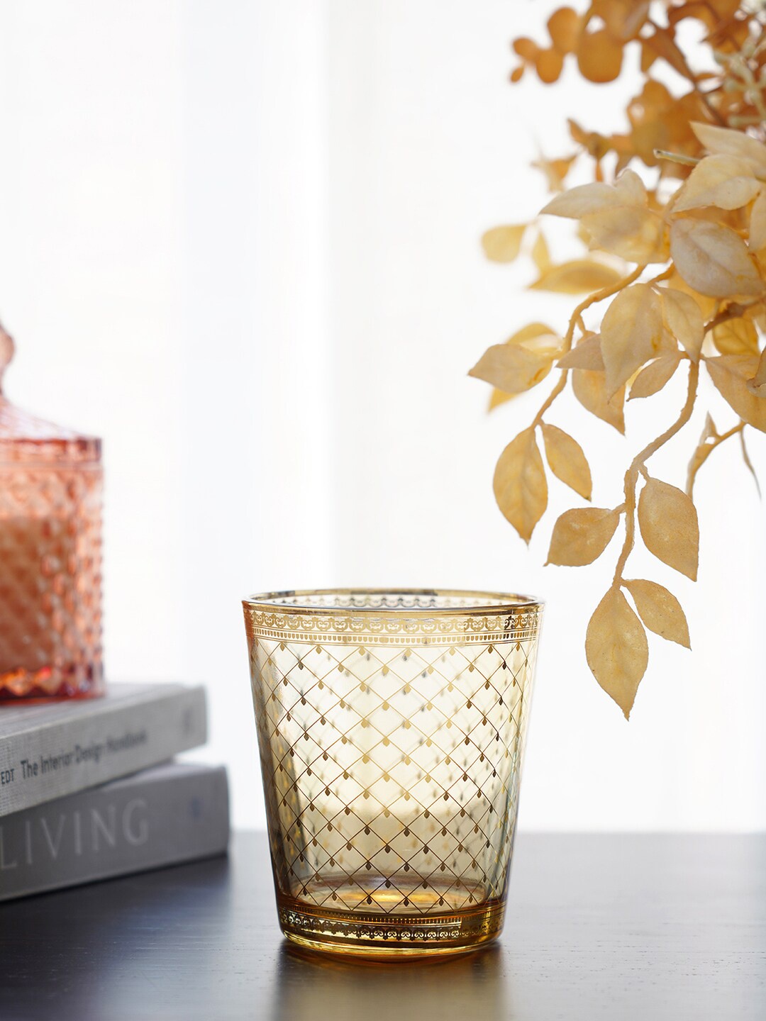 

Pure Home and Living Gold-Colored Set Of 4 Solid Glass Tumbler