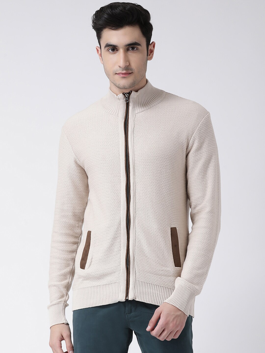 

Club York Men Beige & Black Cardigan