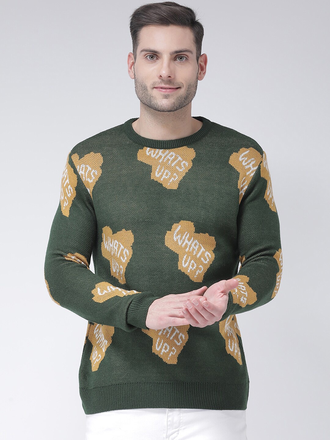 

Club York Men Olive Green & Mustard Pullover
