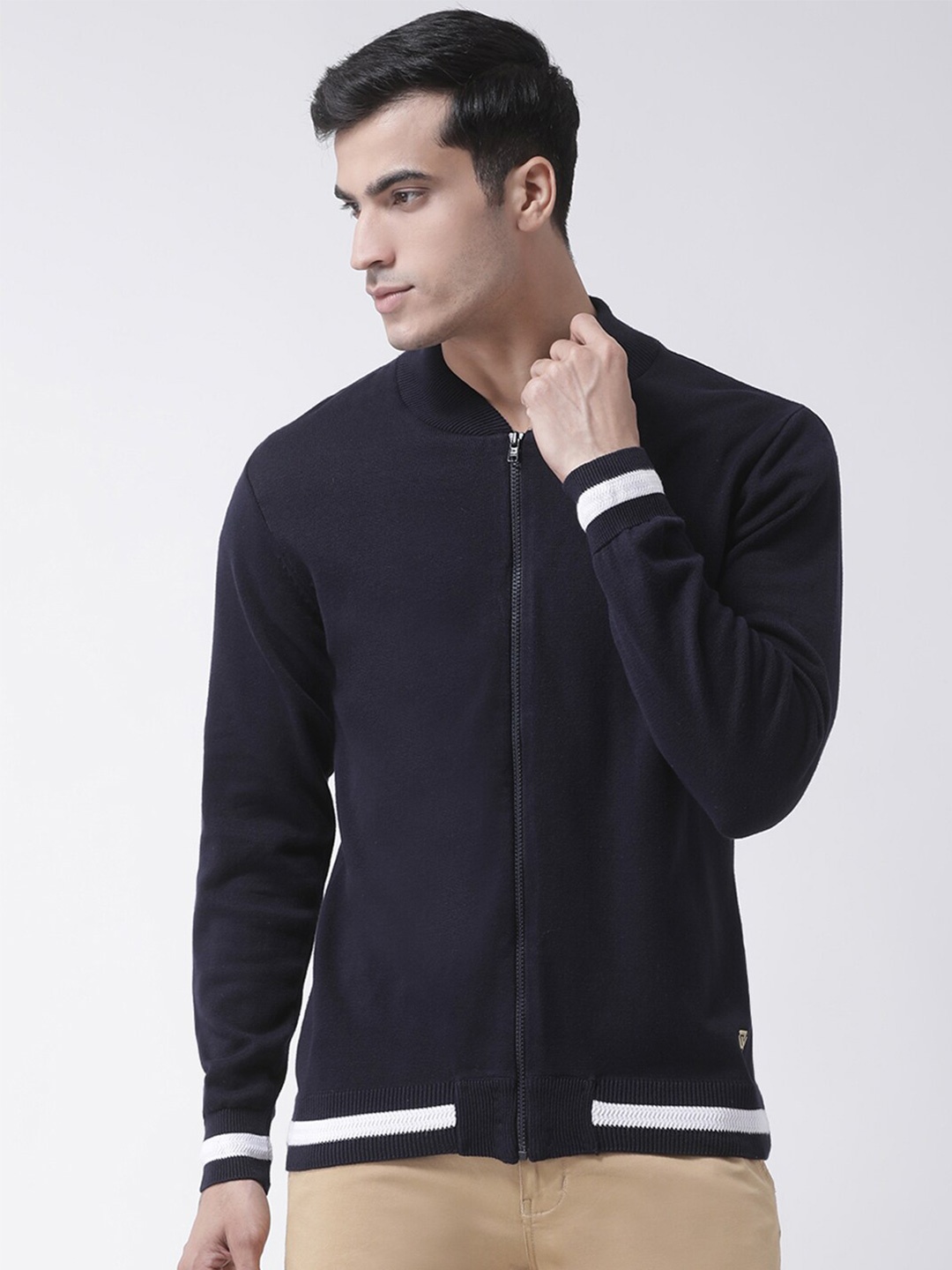 

Club York Men Navy Blue & White Cardigan