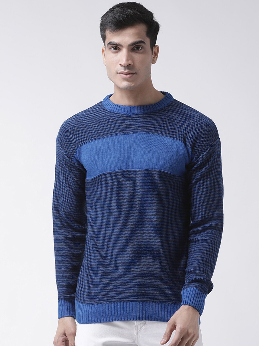 

Club York Men Blue Colourblocked Pullover