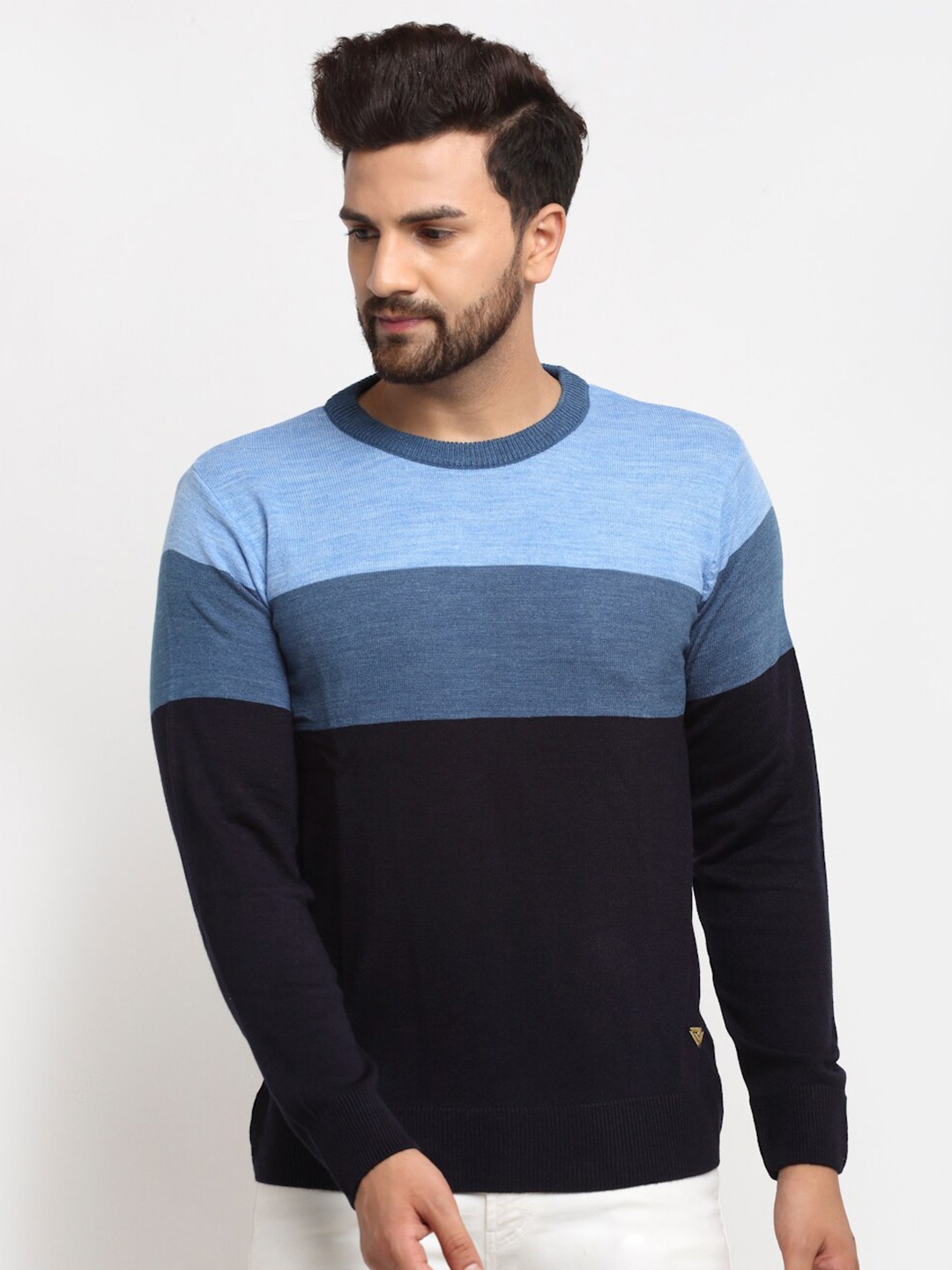 

Club York Men Navy Blue & Blue Colourblocked Pullover
