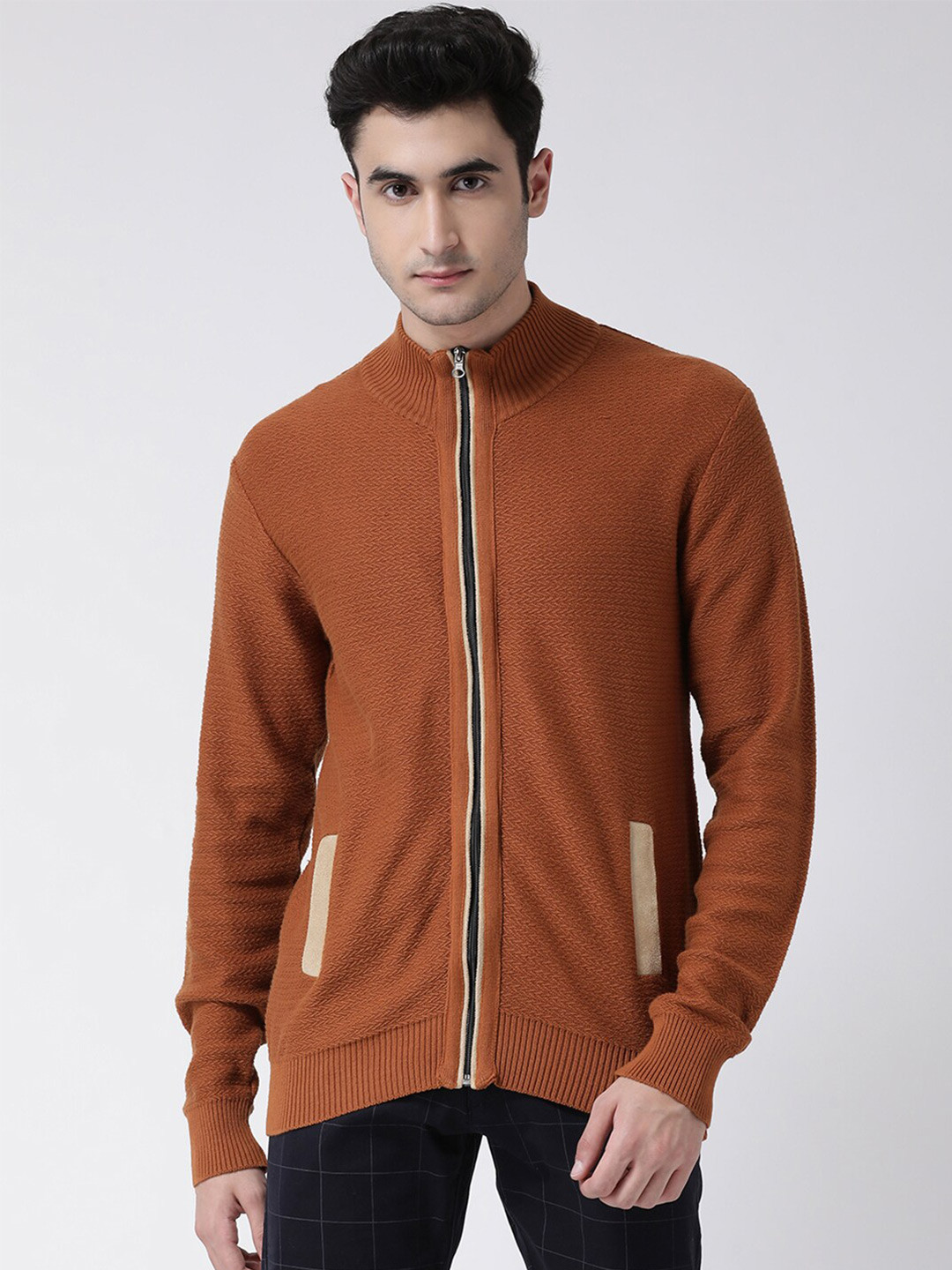 

Club York Men Rust Solid Cardigan