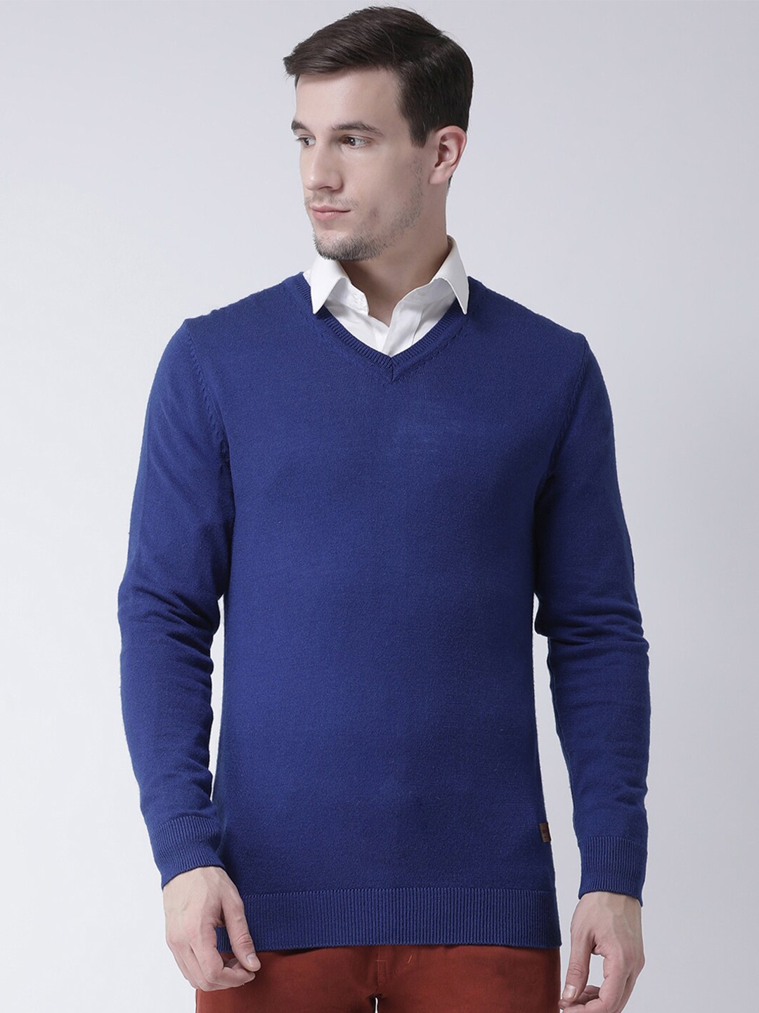 

Club York Men Blue Self Design Pullover