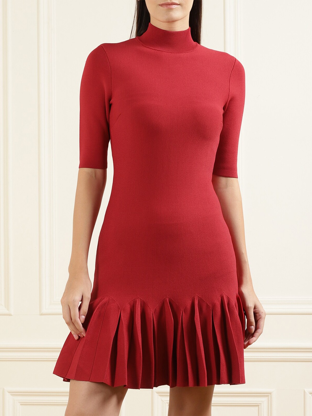 

Ted Baker Red Solid Bodycon Mini Dress