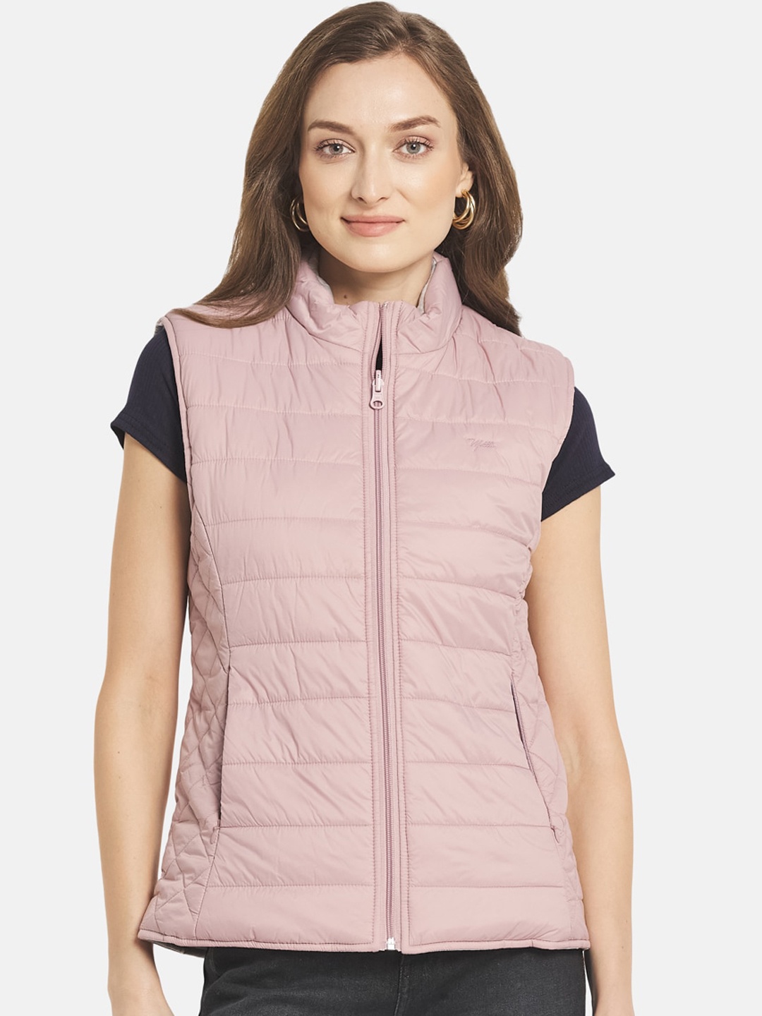 

METTLE Women Pink Solid Padded Jacket