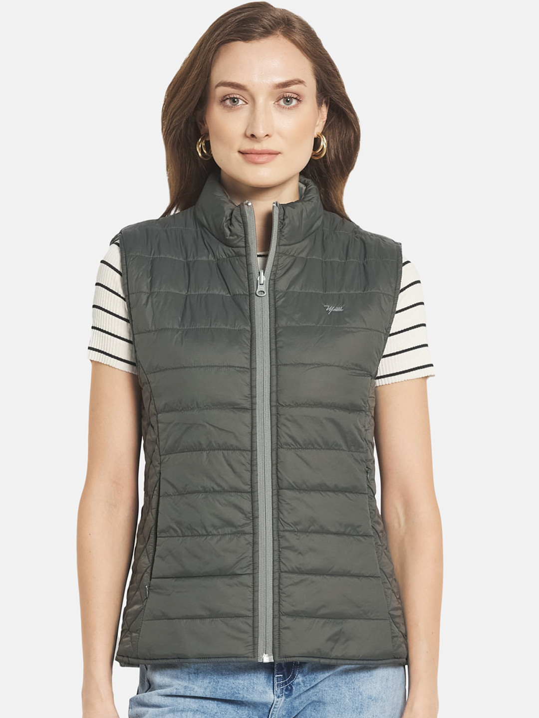 

METTLE Women Olive Green Padded Jacket