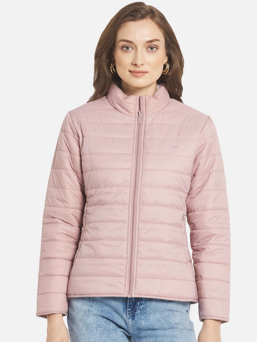 

METTLE Women Pink Solid Padded Jacket