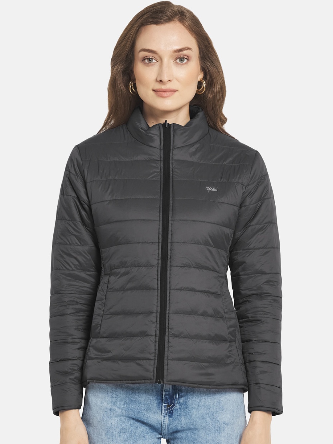 

METTLE Women Black Solid Padded Jacket