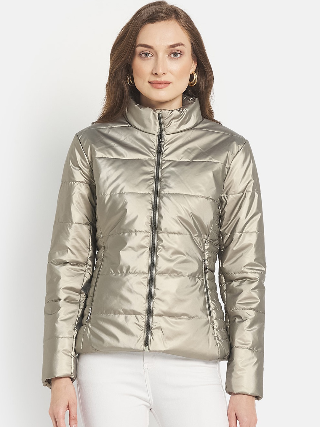 

METTLE Women Brown Solid Padded Jacket