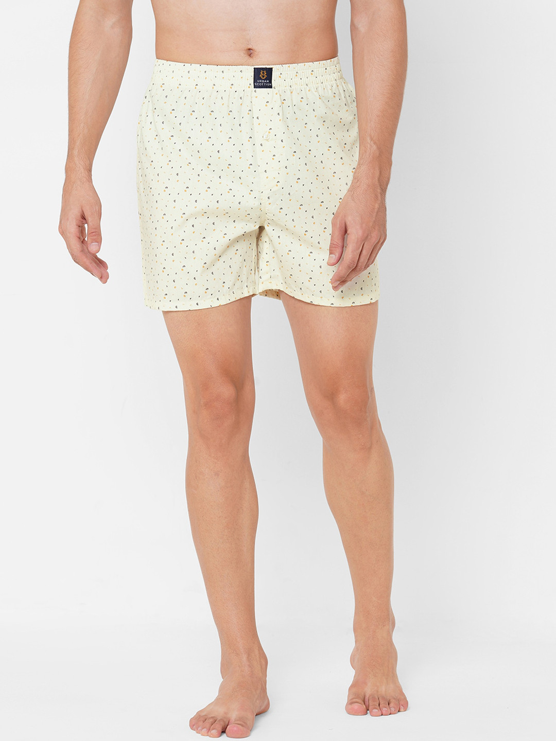 

URBAN SCOTTISH Men Yellow Printed Pure Cotton Boxers USBX2177-XL-2022