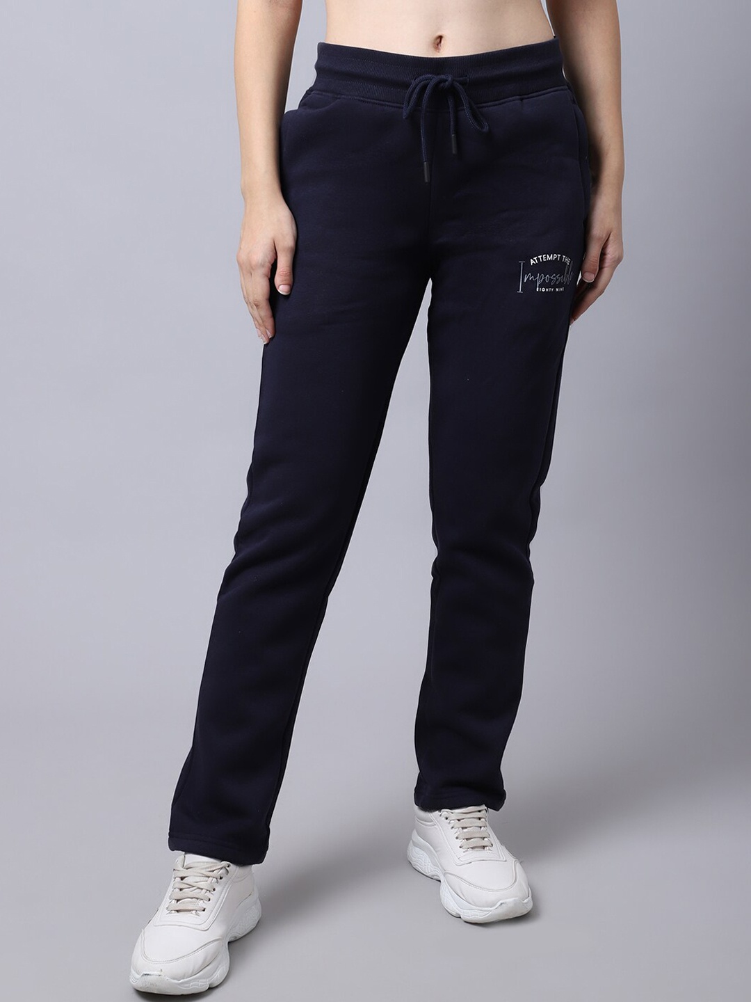 

Cantabil Women Navy Blue Solid Cotton Track Pants