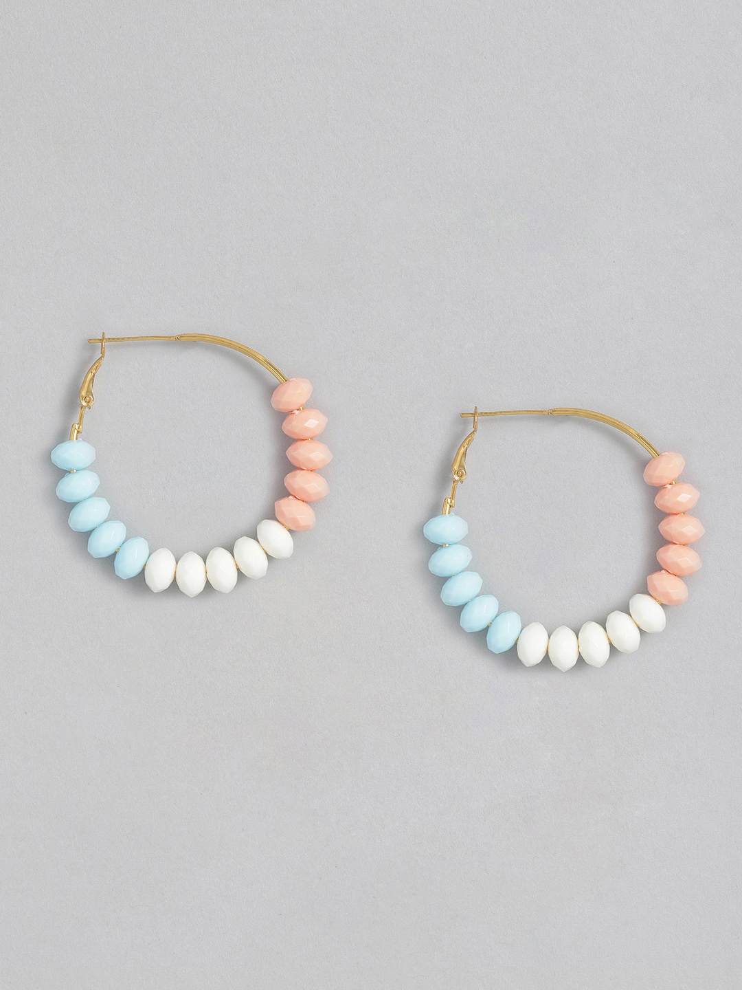 

Sangria Beaded Circular Design Hoop Earrings, Gold