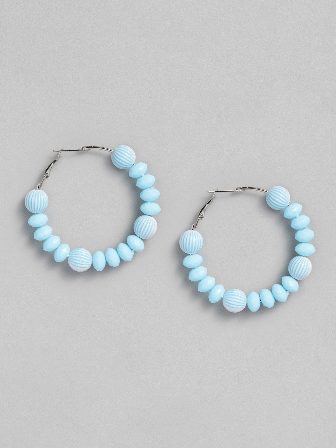 

Sangria Beaded Circular Design Hoop Earrings, Blue