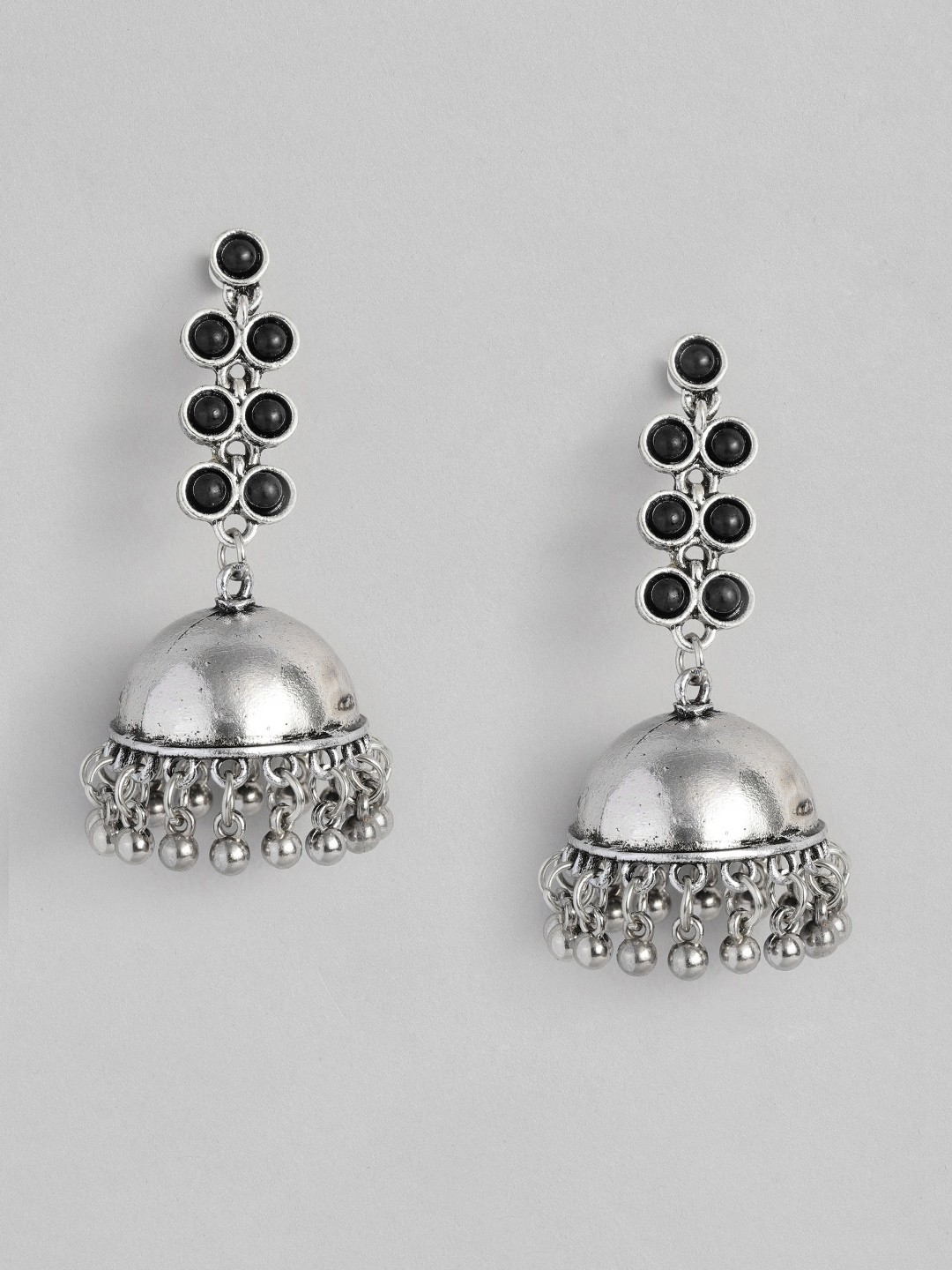 

Sangria Studded Dome Shaped Jhumkas, Silver