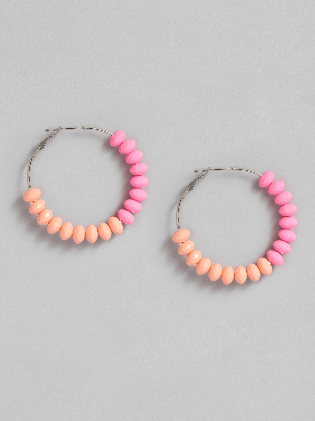 

Sangria Beaded Circular Design Hoop Earrings, Orange