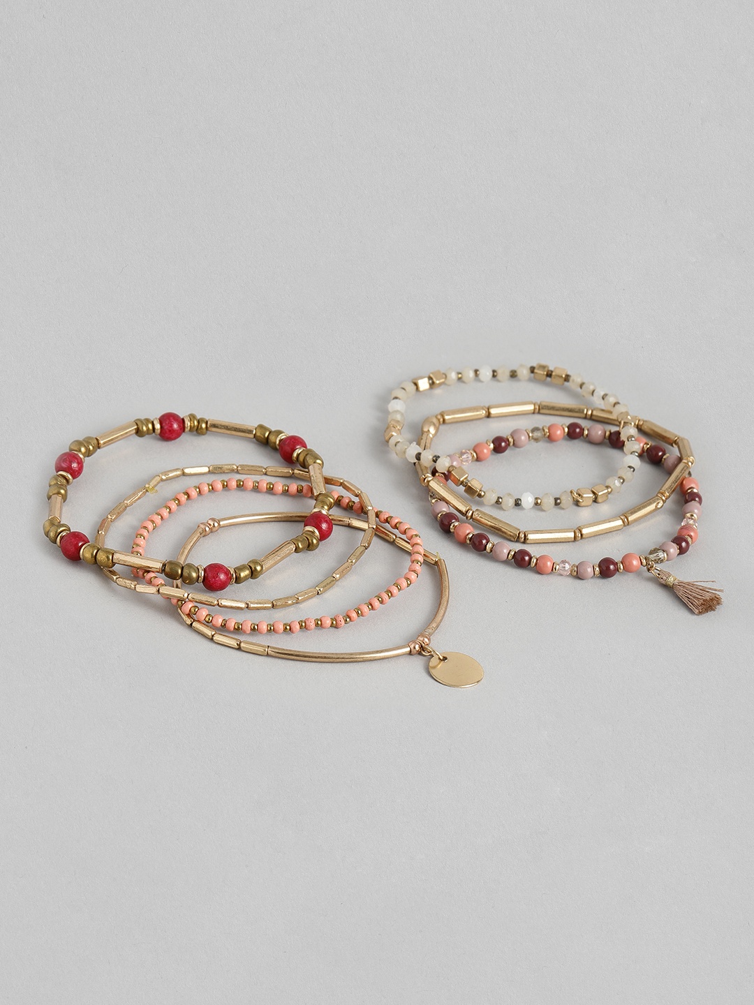 

Sangria Set of 7 Beaded Multistrand Bracelet, Gold