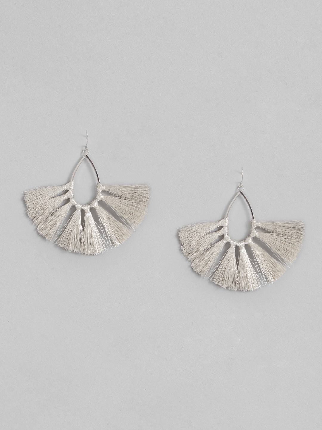 

Sangria Teardrop Shaped Tasselled Drop Earrings, Silver