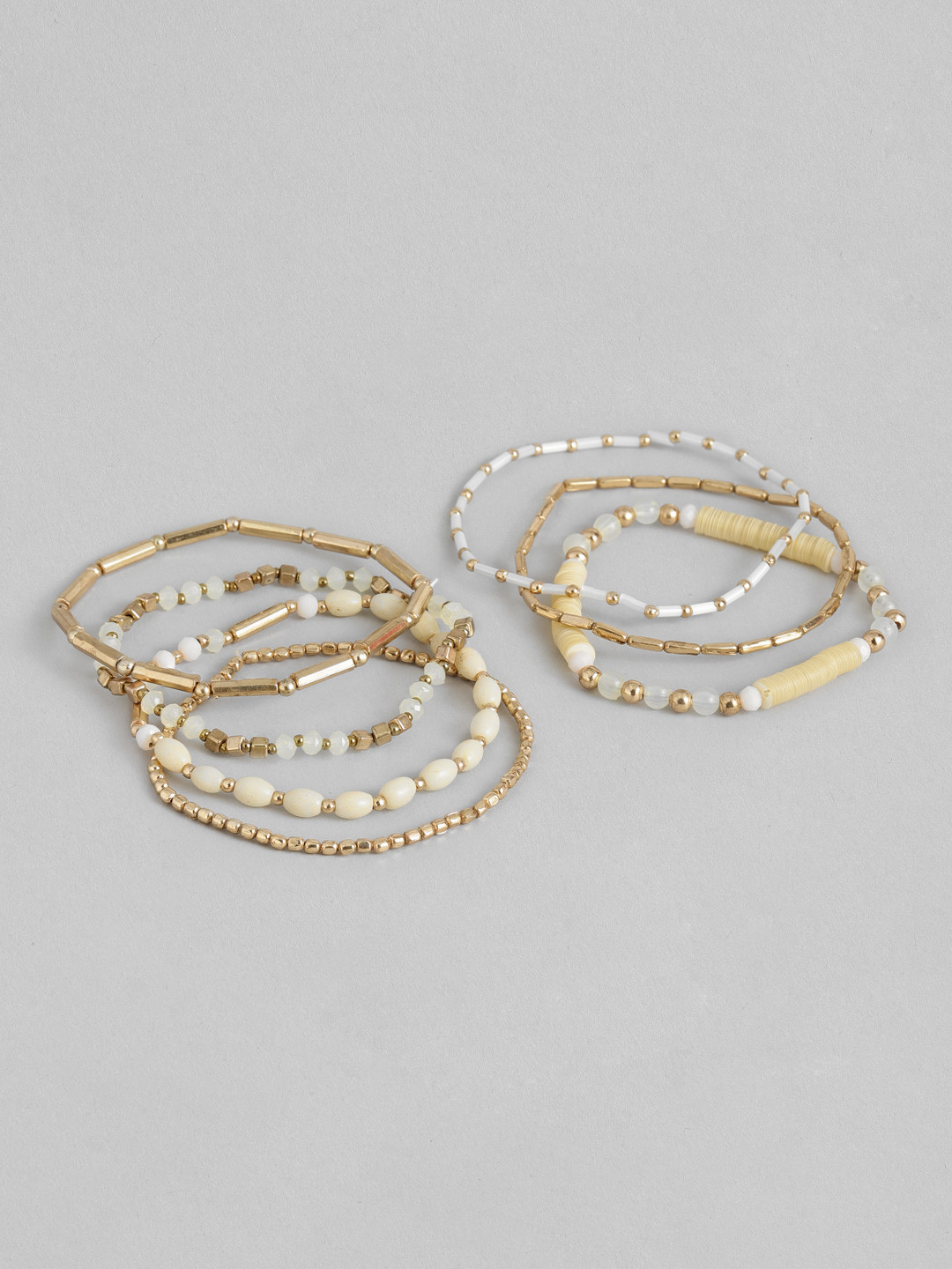 

Sangria Set of 7 Beaded Multistrand Bracelet, Beige