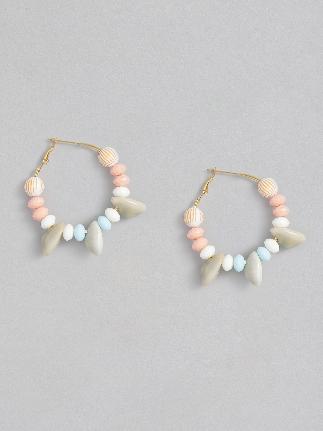 

Sangria Beaded Circular Design Hoop Earrings, Gold