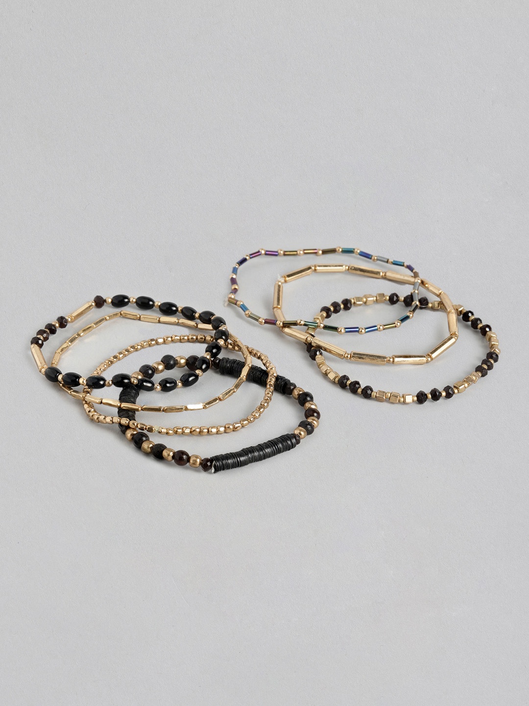 

Sangria Set of 7 Beaded Multistrand Bracelet, Black